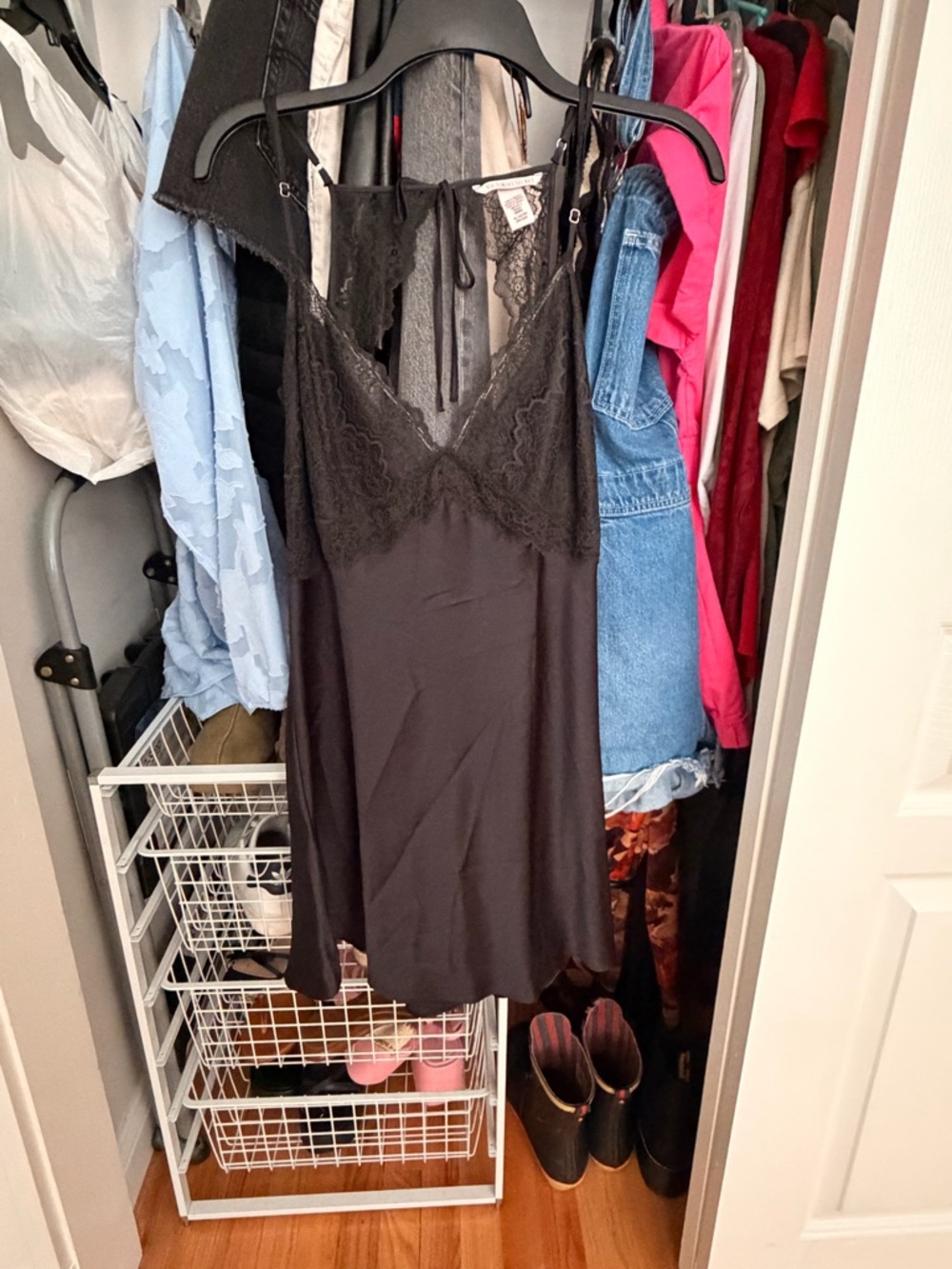 Victoria's Secret Black Lace-Trim Chemise
